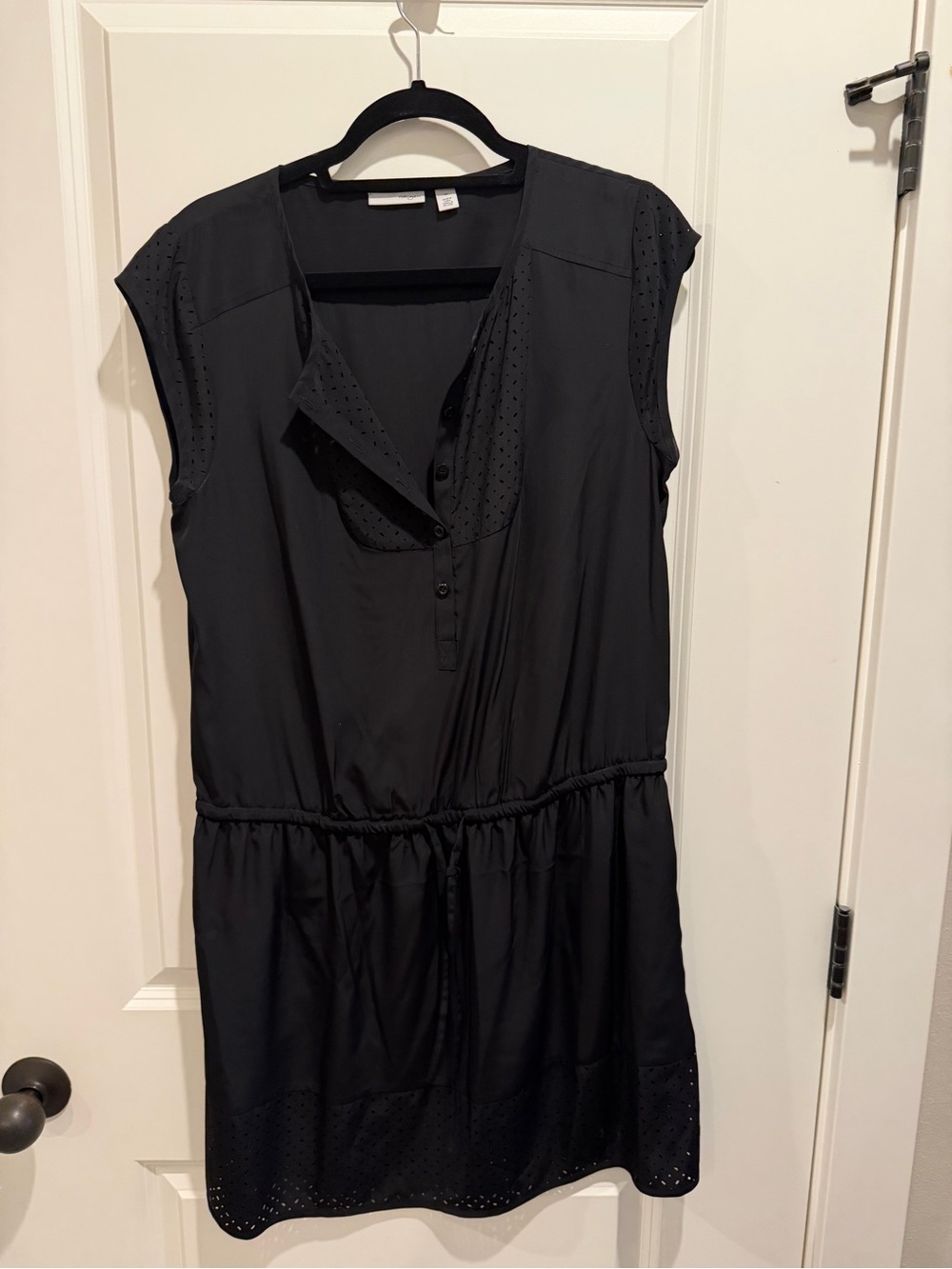 Halogen Black Sleeveless Drawstring Midi Dress